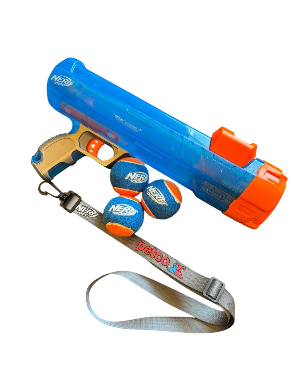 Nerf Dog Tennis Ball Launcher with 3 Balls and Strap - Picture 2 of 6